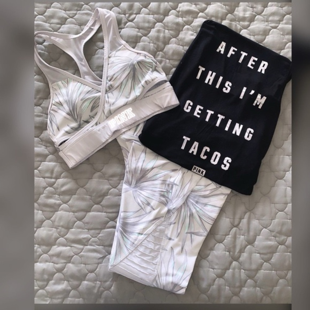PINK 3 Piece Palm Tree Leggings Set